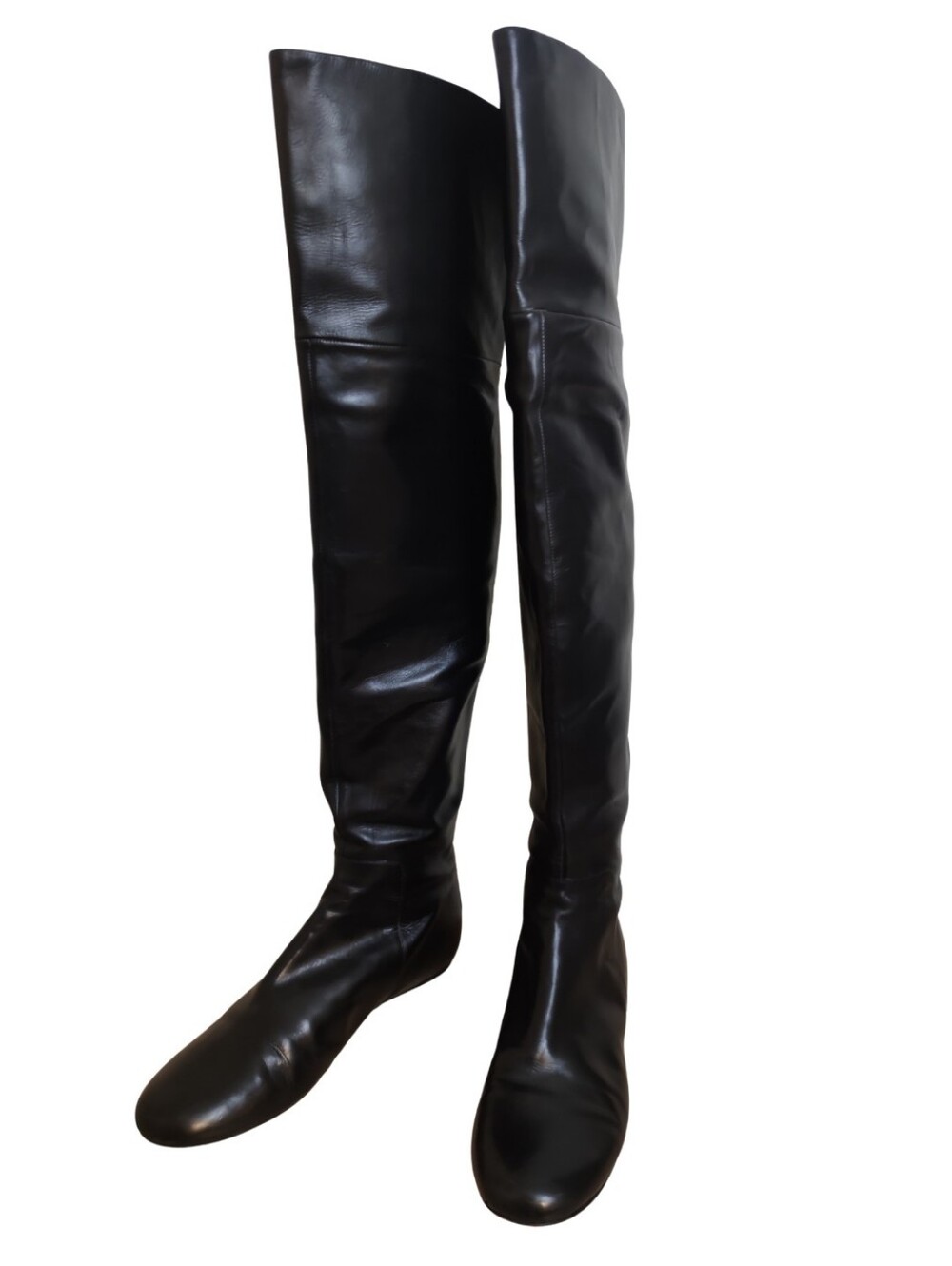 Vera Wang Lavender Black Over-the-Knee Leather Boots